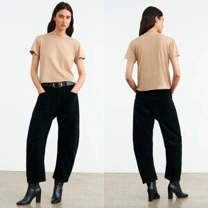 Nili Lotan Shon Corduroy Pant Jet Black Barrel Leg Size 00